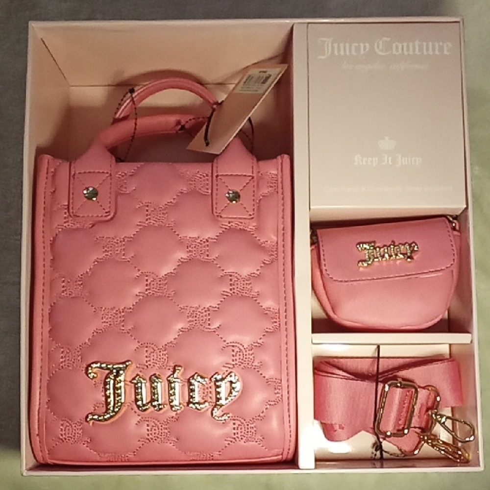 JUICY COUTURE PINK LEMONADE GORGEOUS BAG SET IN GIFT BOX!